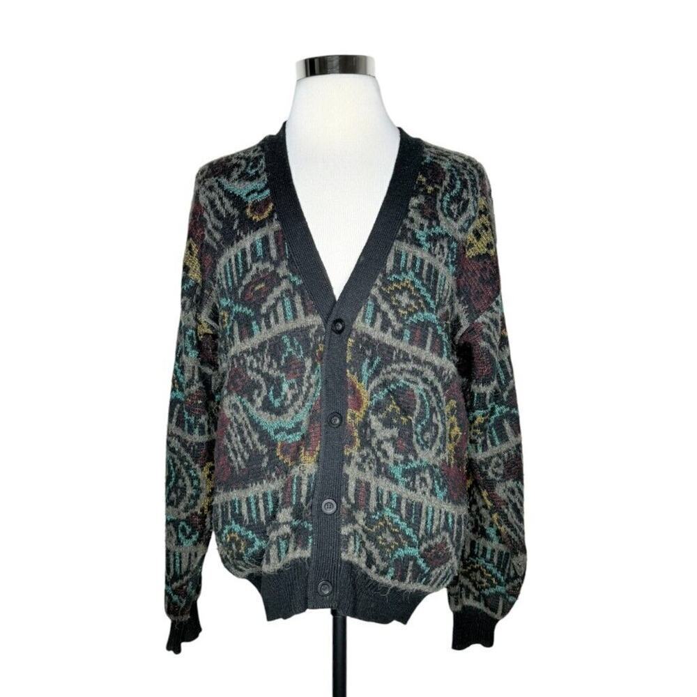 Vintage Cambridge Classics Cardigan Sweater Men Wool Button Knit 80s Mervyns Med
